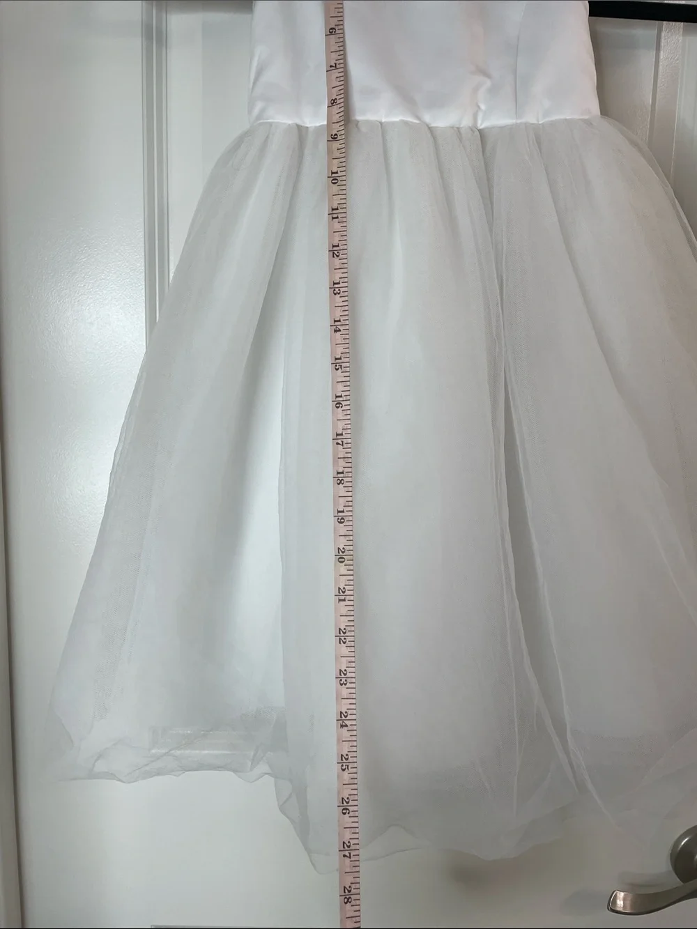 David's Bridal White Girls' Satin & Tulle Party Dress - Picture 3 of 6